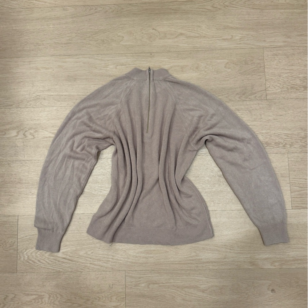 Beige Cashmere pullover mock neck sweater